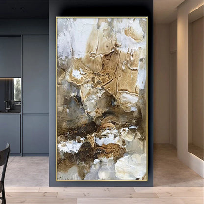 Large Abstract Brown Textured Wall Decor Minimalist Painting