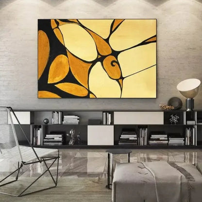 Acrylic Yellow Pattern Minimalist Textured Artwork