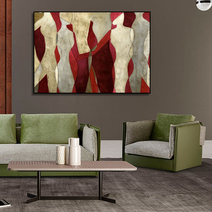 Modern Red & Gold Abstract Wall Art Decor