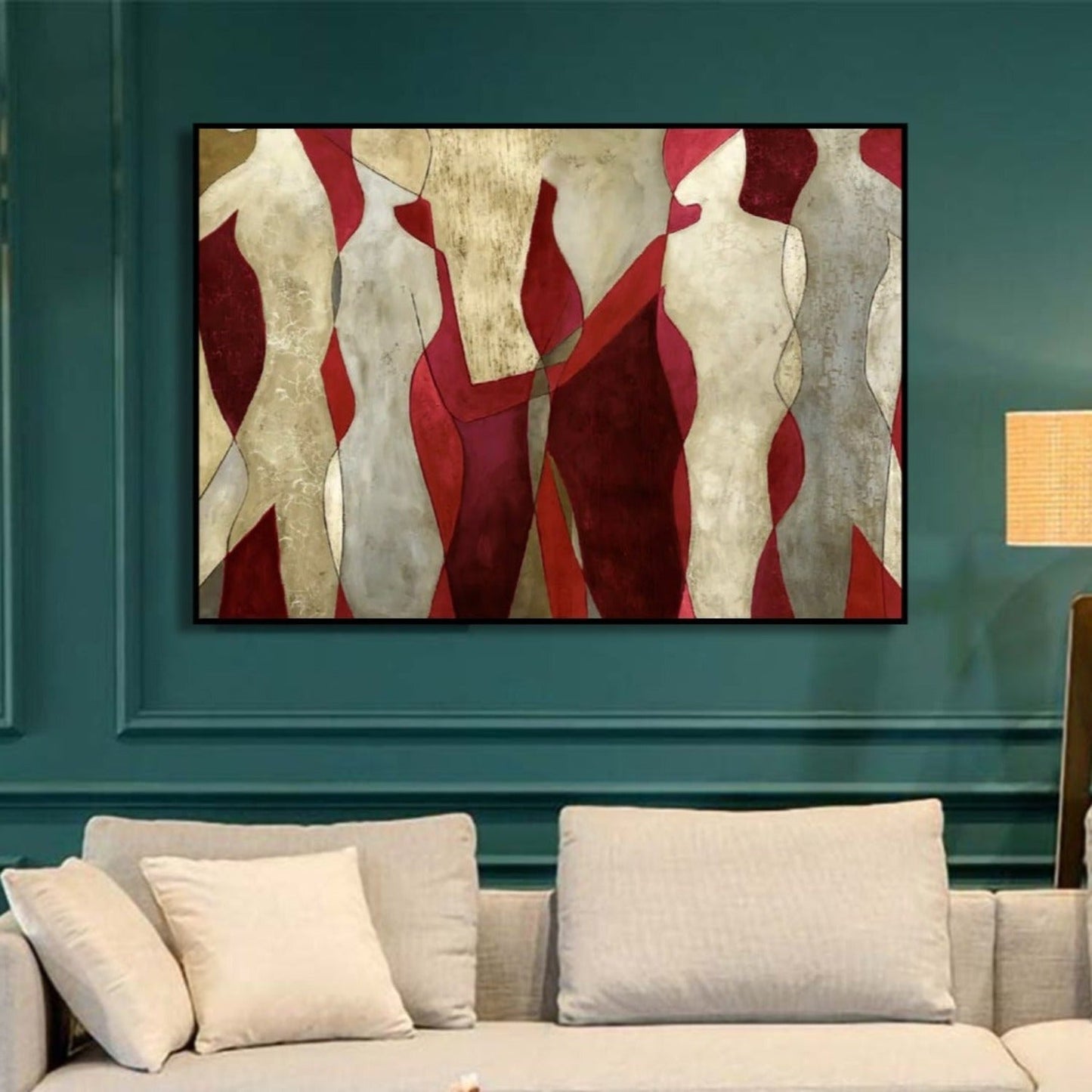 Modern Red & Gold Abstract Wall Art Decor