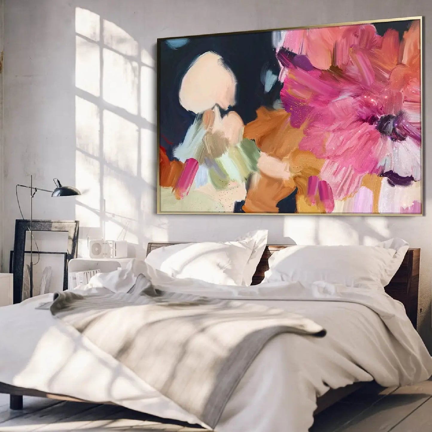 Modern Acrylic Flower Petals Canvas Wall Artwork