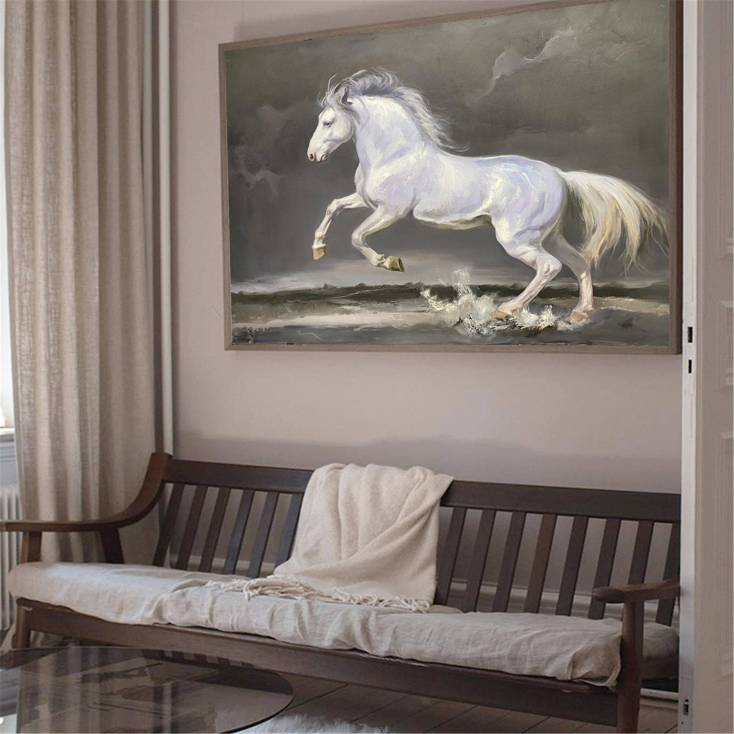 Running White Horse Painting #ANH33