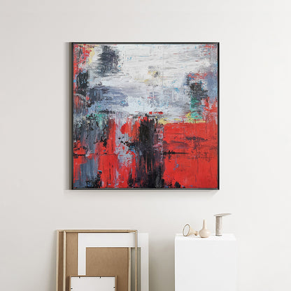 Red Abstract Painting 40'' X 40'' #IS48