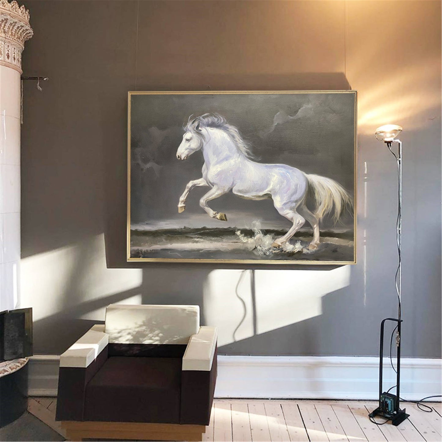 Running White Horse Painting #ANH33