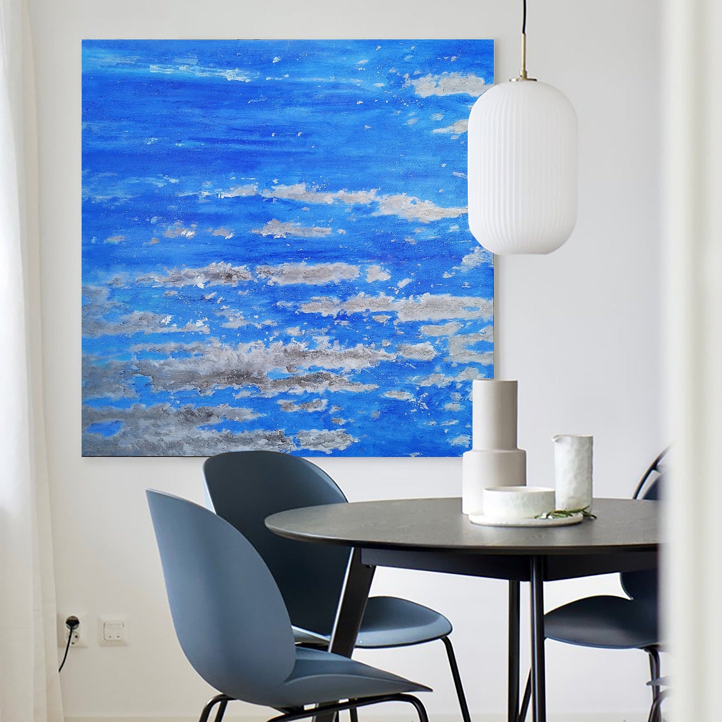 Square Blue Abstract Painting 40'' X 40'' #IS50