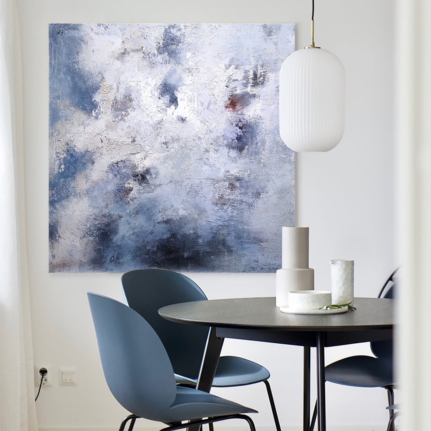 Square Blue Abstract Painting 40'' X 40'' #IS41