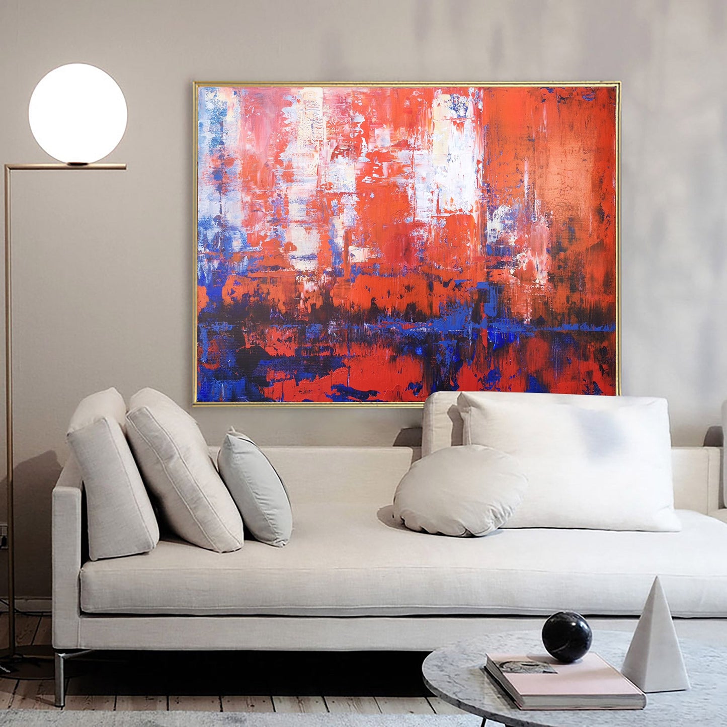 Red Blue Abstract Painting 48'' X 36'' #IS62