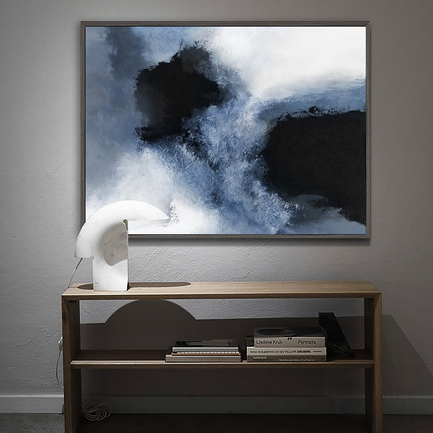 Blue Black Abstract Painting #ABAH23