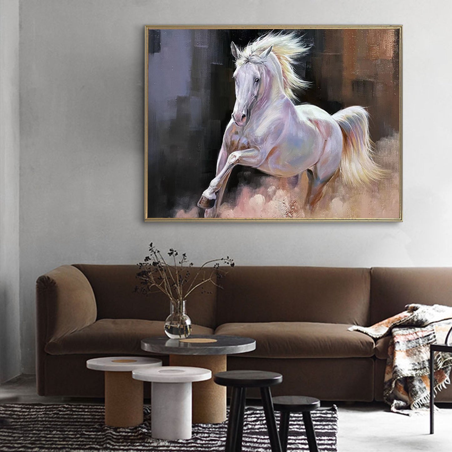 Running White Horse Painting #ANH43