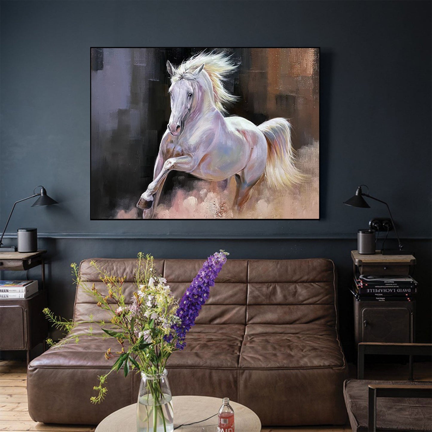 Running White Horse Painting #ANH43