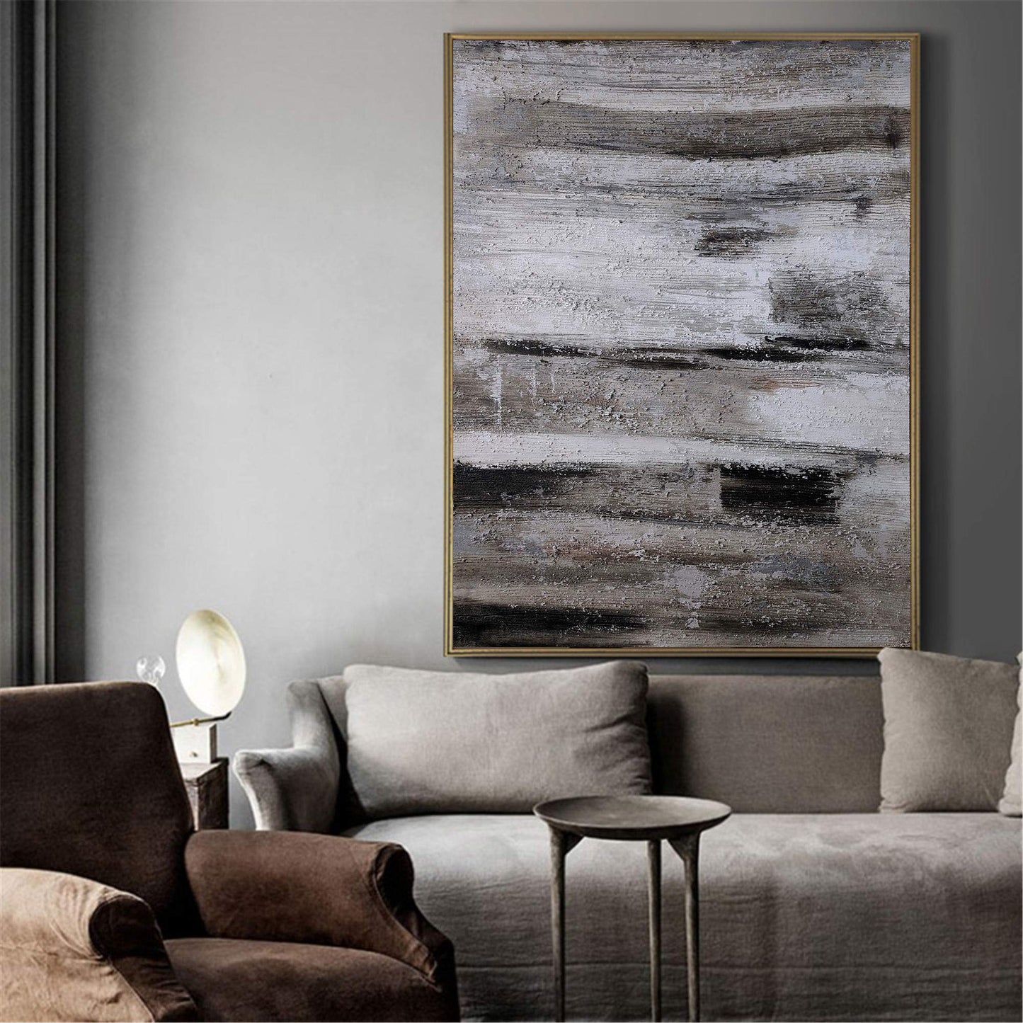 Brown Grey White Abstract Painting #ABAV73