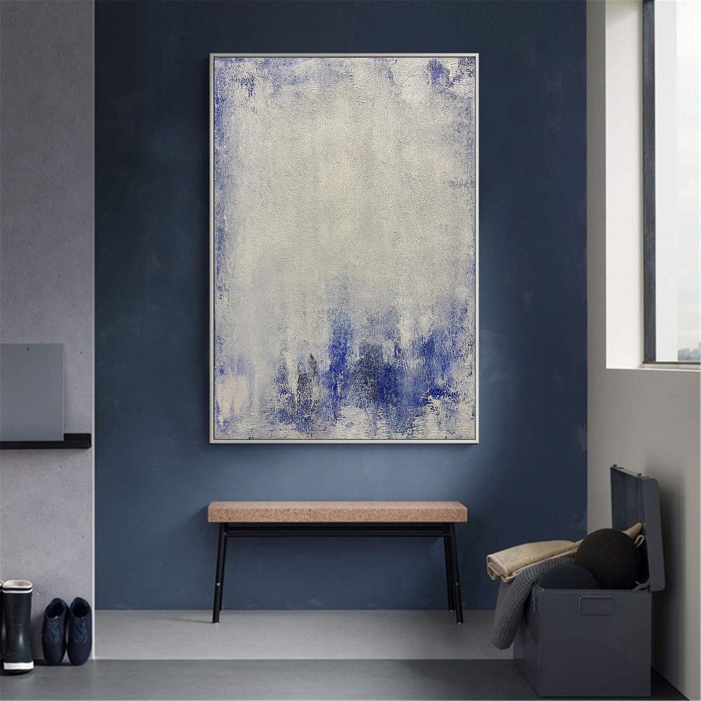 Blue White Minimalist Painting #ABAV122