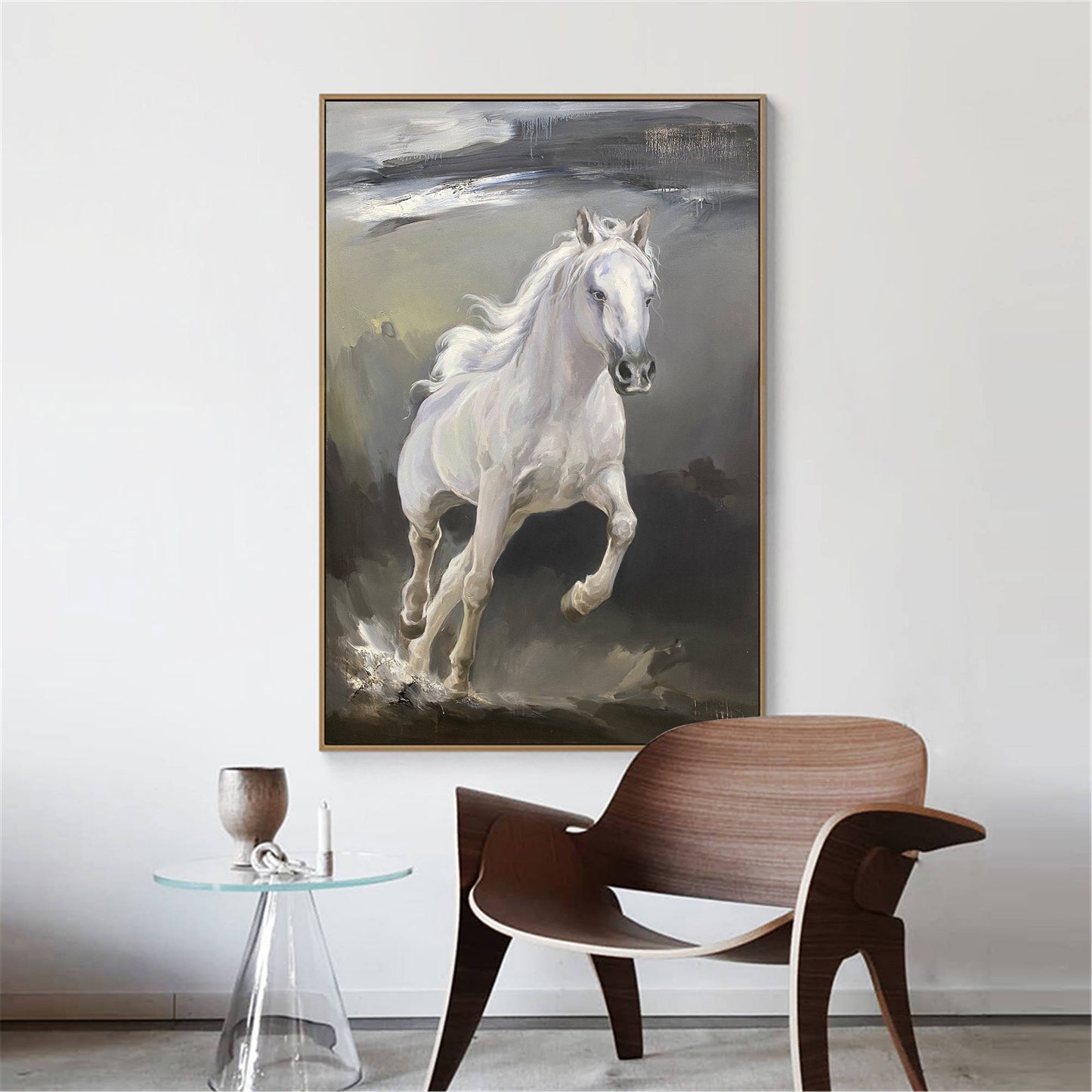 Running White Horse Painting #ANH32