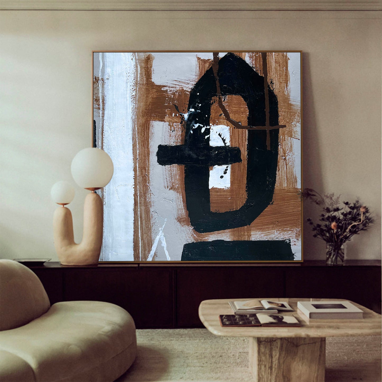 Black And Brown Abstract Painting #ABAS75