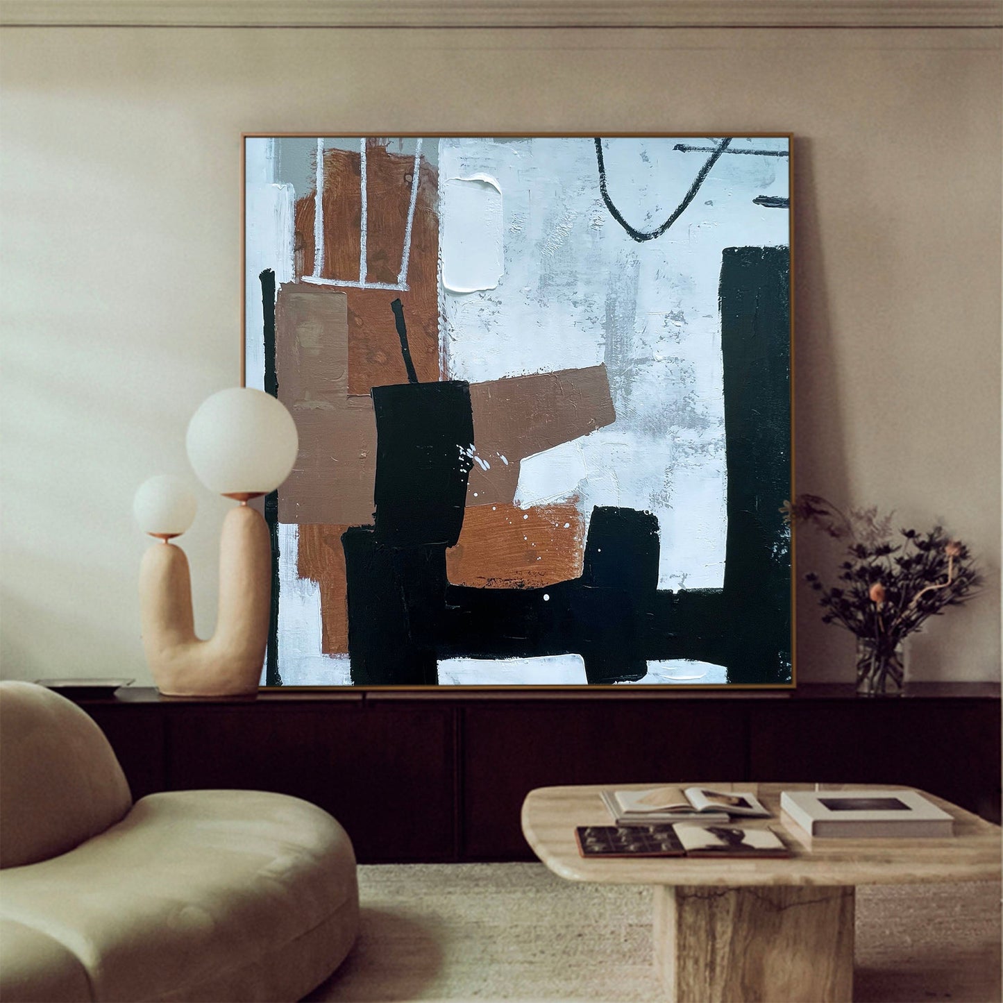 Black And Brown Abstract Painting #ABAS78