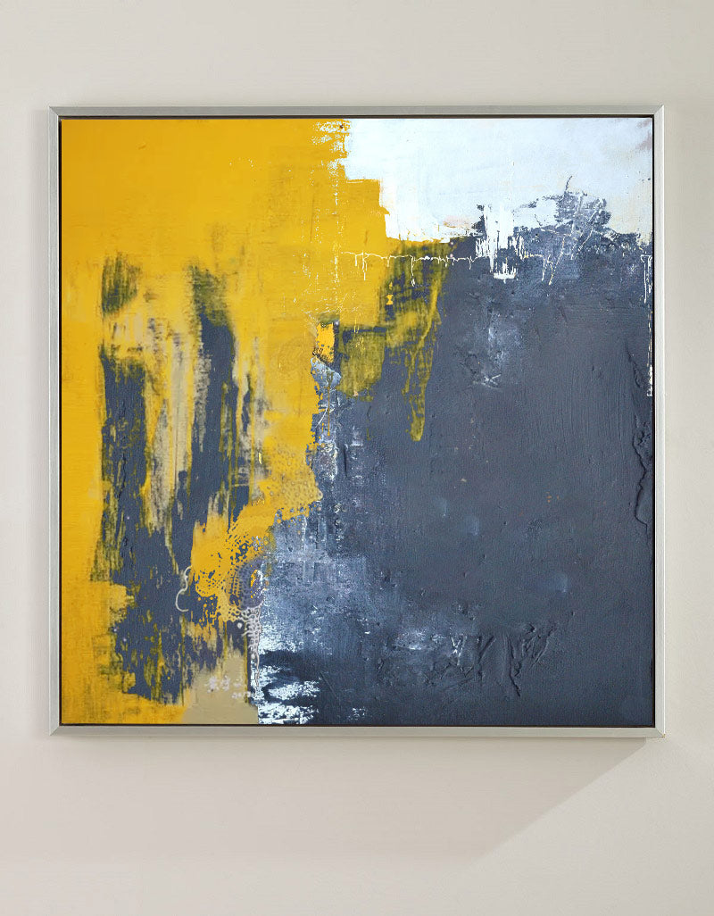 Yellow And Gray Abstract Art #ABAS12