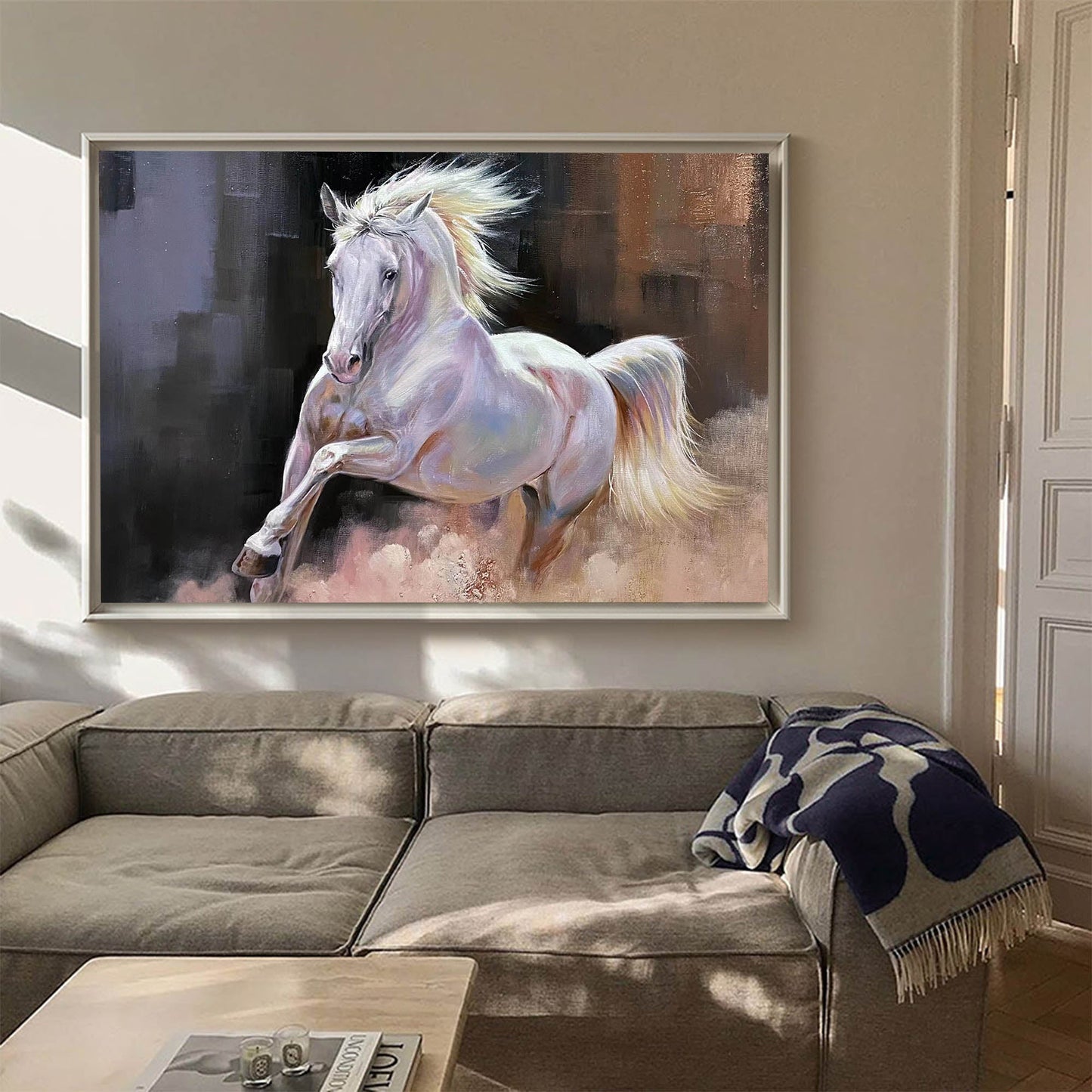 Running White Horse Painting #ANH43