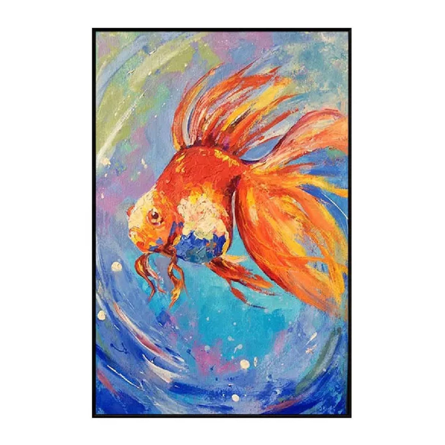 Abstract Ocean Underwater Goldfish Canvas Painting