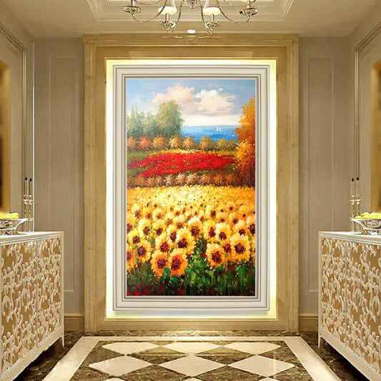 Beautiful Sunflower Field Landscape Mural Painting