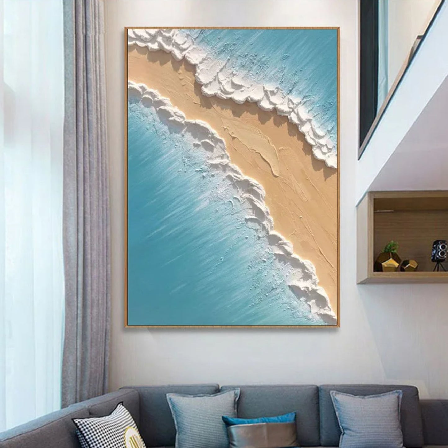 3D Thick Textured Beach Waves Abstract Knife Art