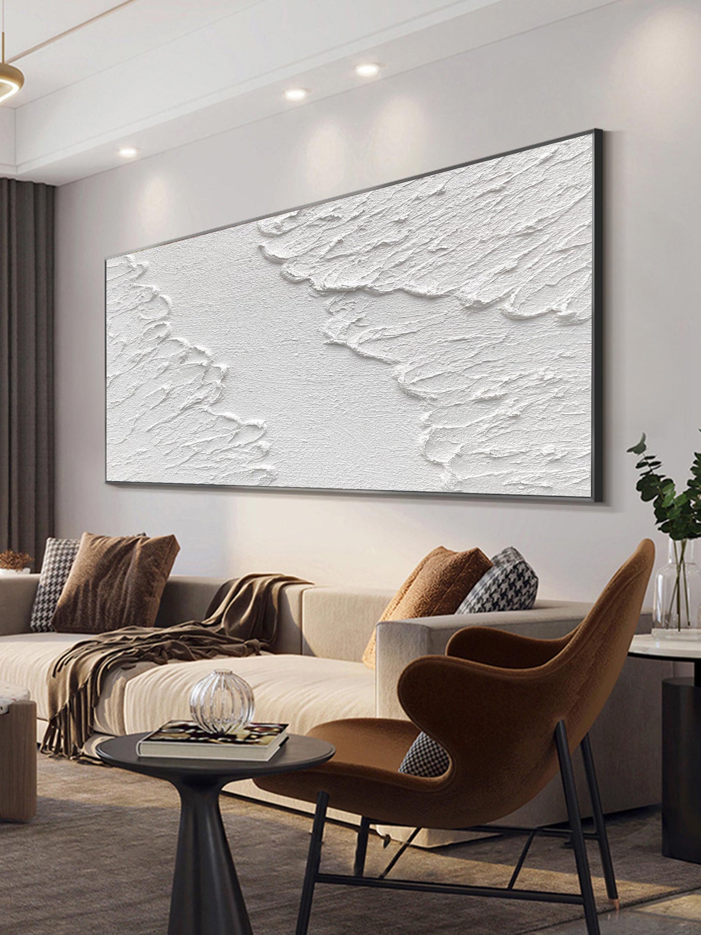 Luxury White Abstract Painting #ABAH42