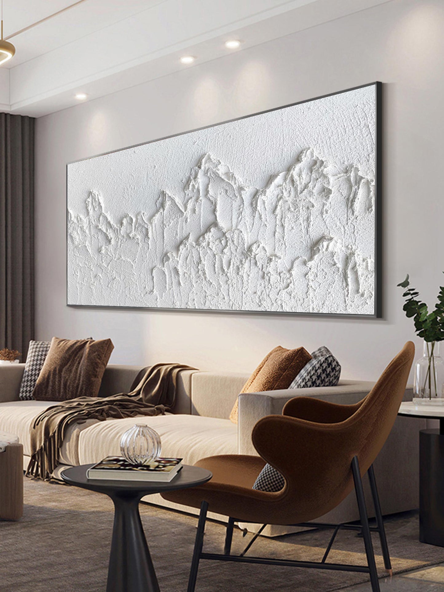 Luxury White Abstract Painting #ABAH41