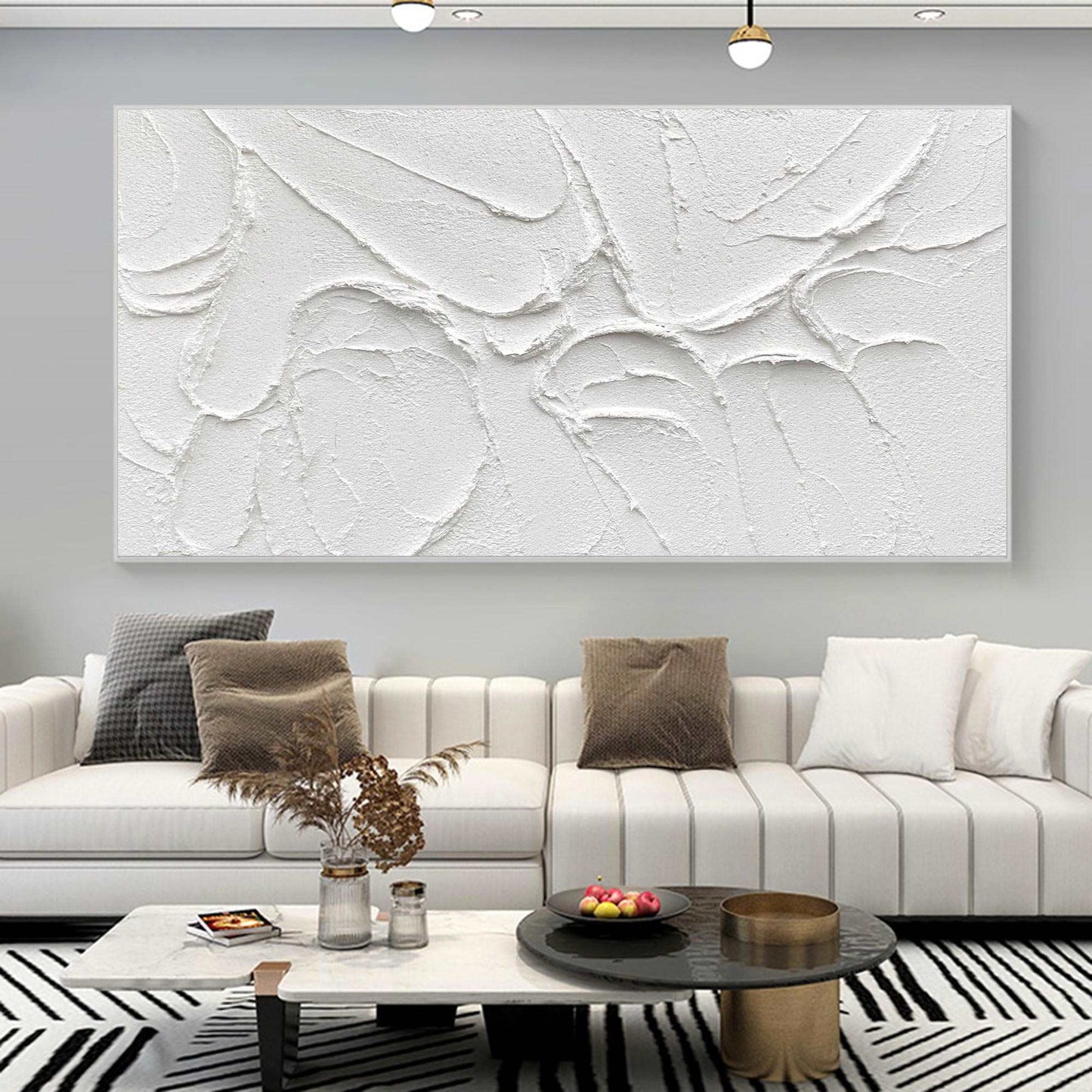 3D White Abstract Painting #ABAH44