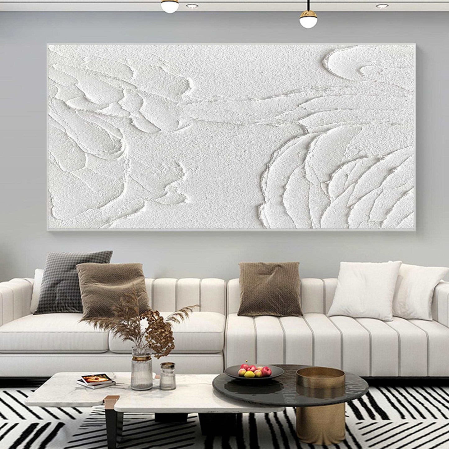 3D White Abstract Painting #ABAH43