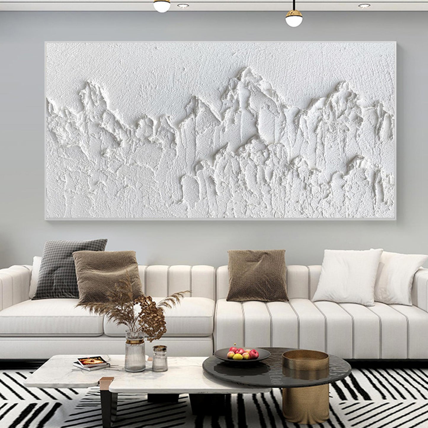 Luxury White Abstract Painting #ABAH41