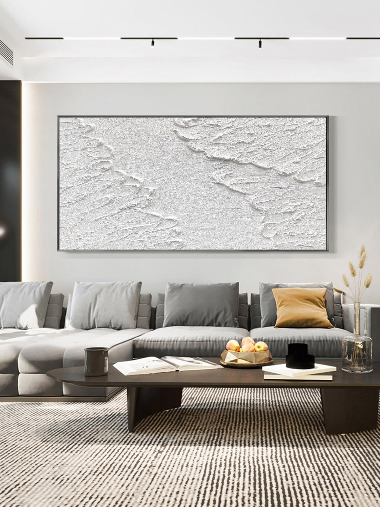 Luxury White Abstract Painting #ABAH42