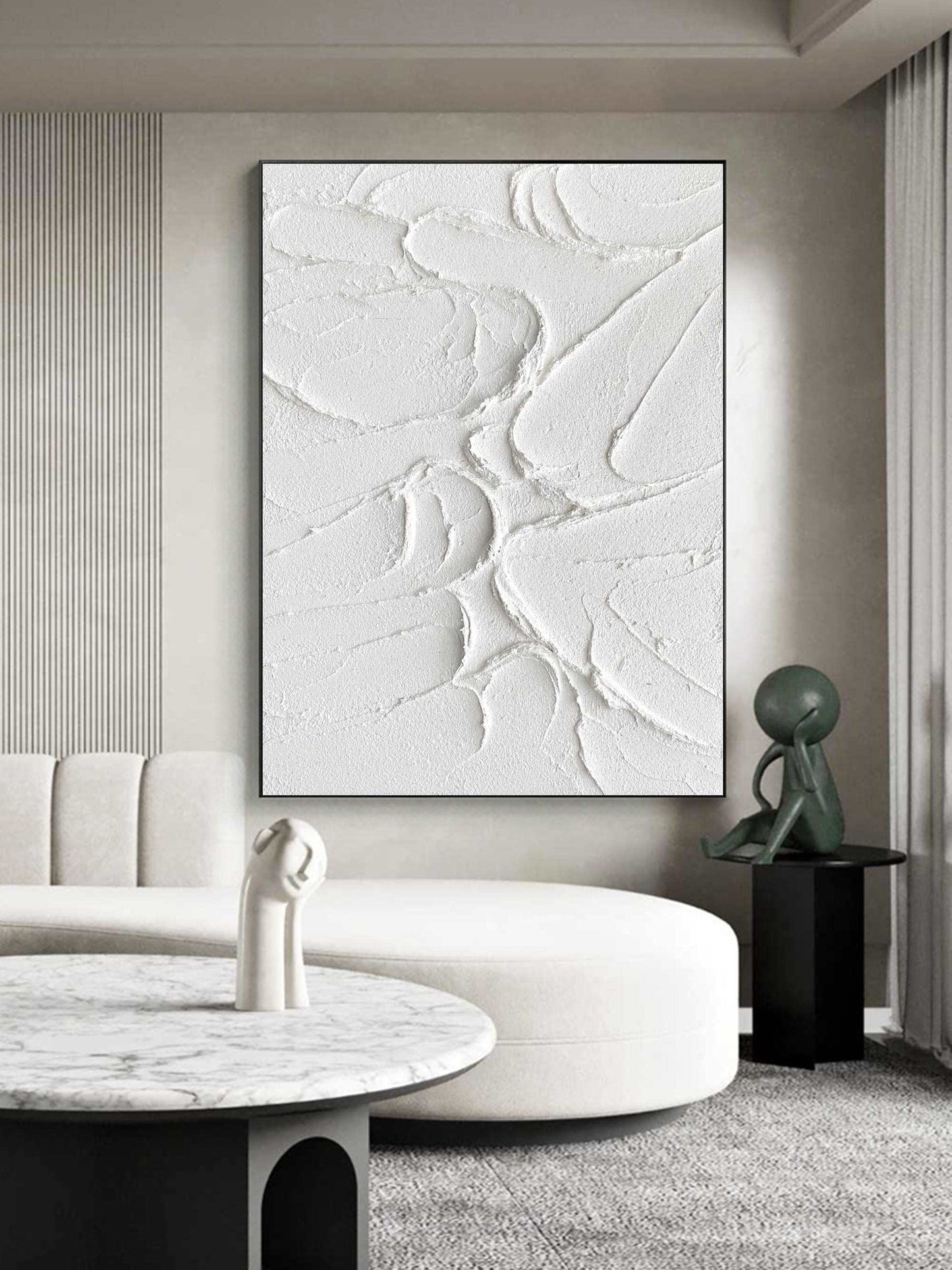 3D White Abstract Painting #ABAV149