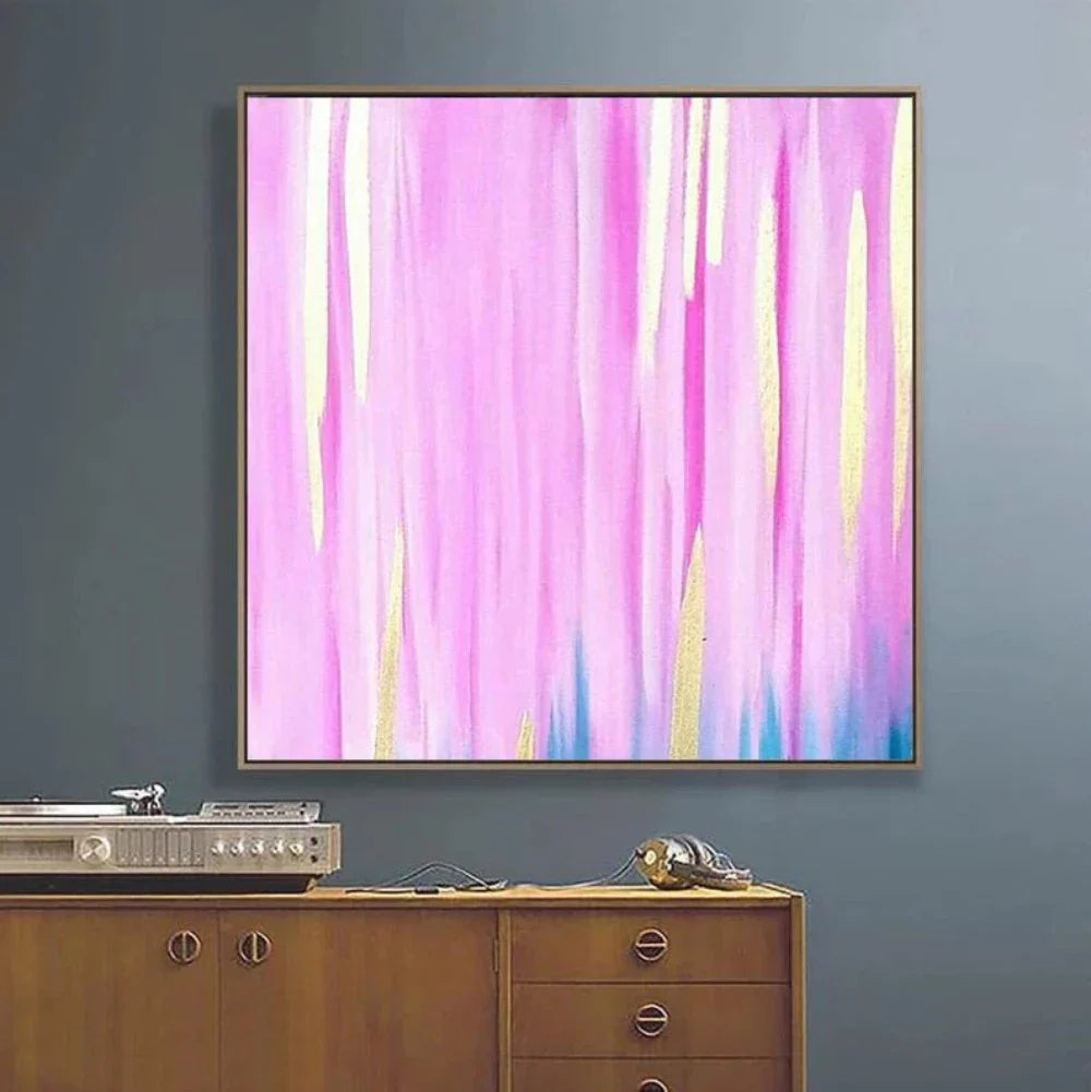 Acrylic Pink Line Brushstrokes Abstract Oil Painting