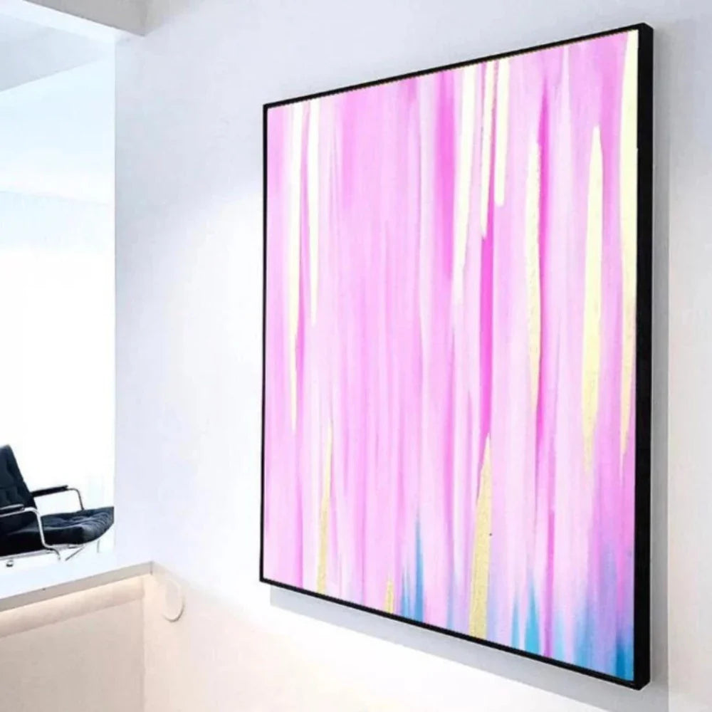 Acrylic Pink Line Brushstrokes Abstract Oil Painting