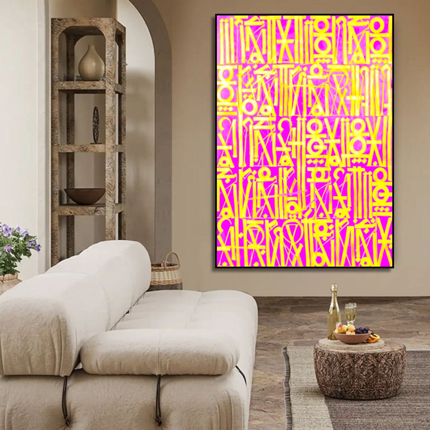 Acrylic Pink Retna Style Contemporary Oil Painting