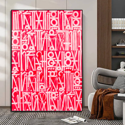 Modern Red Retna Reproduction Calligraphic Wall Art