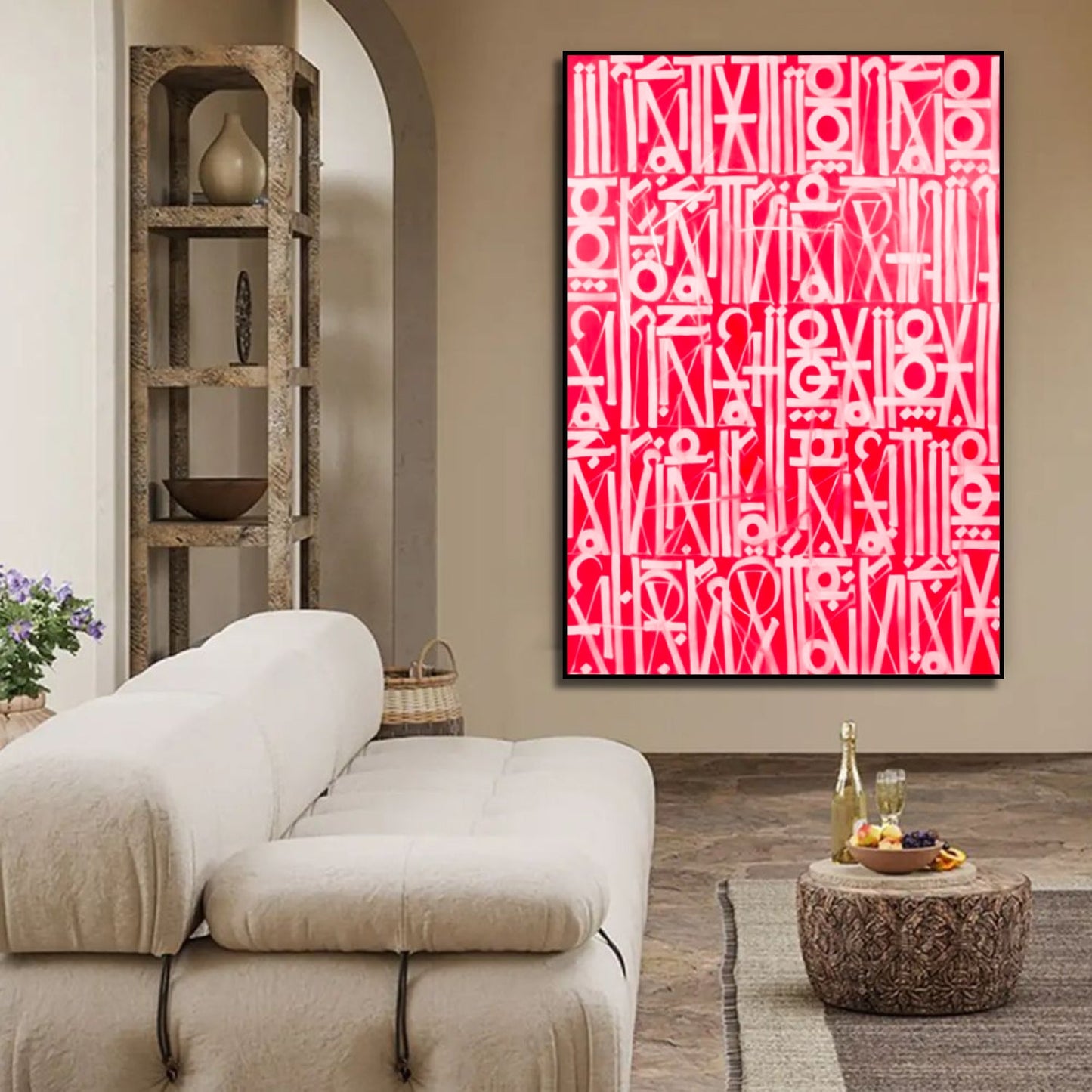 Modern Red Retna Reproduction Calligraphic Wall Art