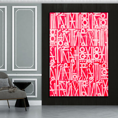 Modern Red Retna Reproduction Calligraphic Wall Art