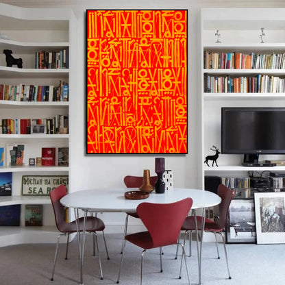 Vivid Red Calligraffiti Retna Style Canvas Painting