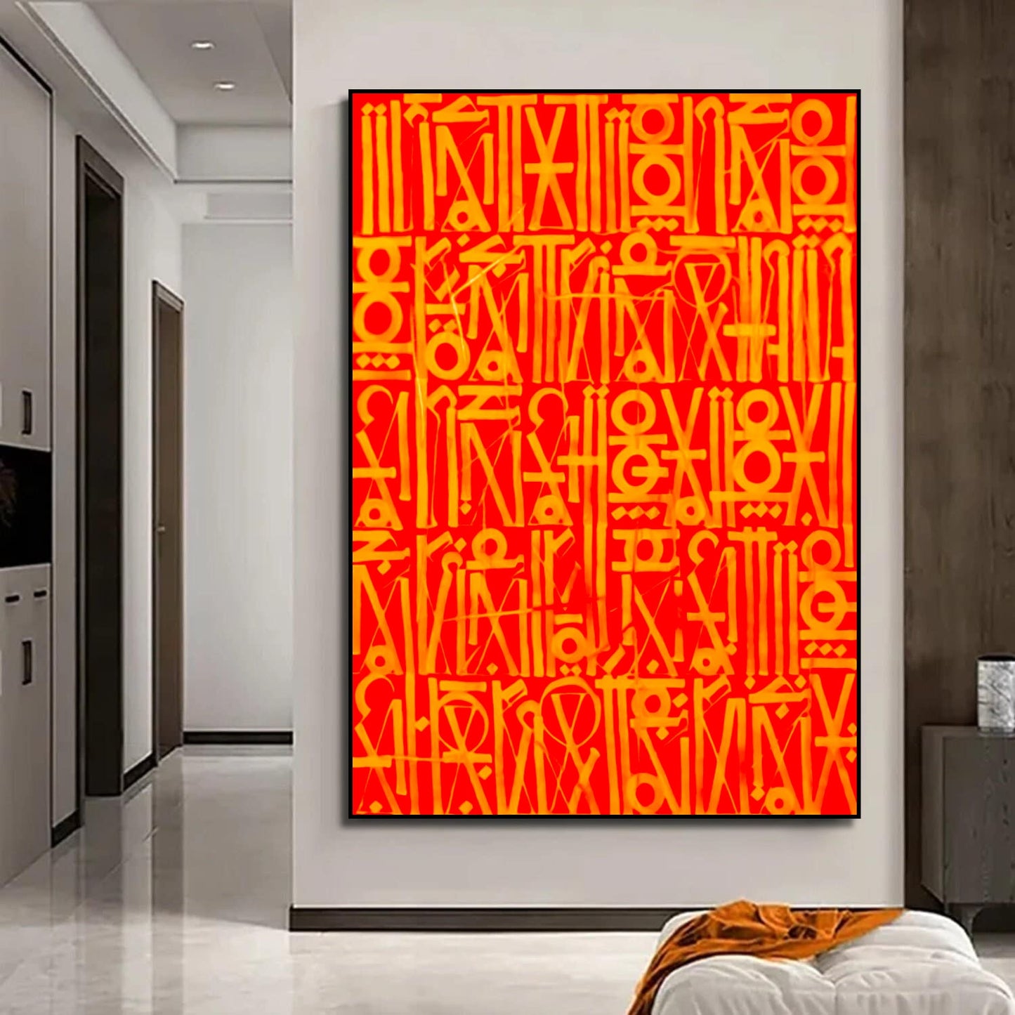 Vivid Red Calligraffiti Retna Style Canvas Painting