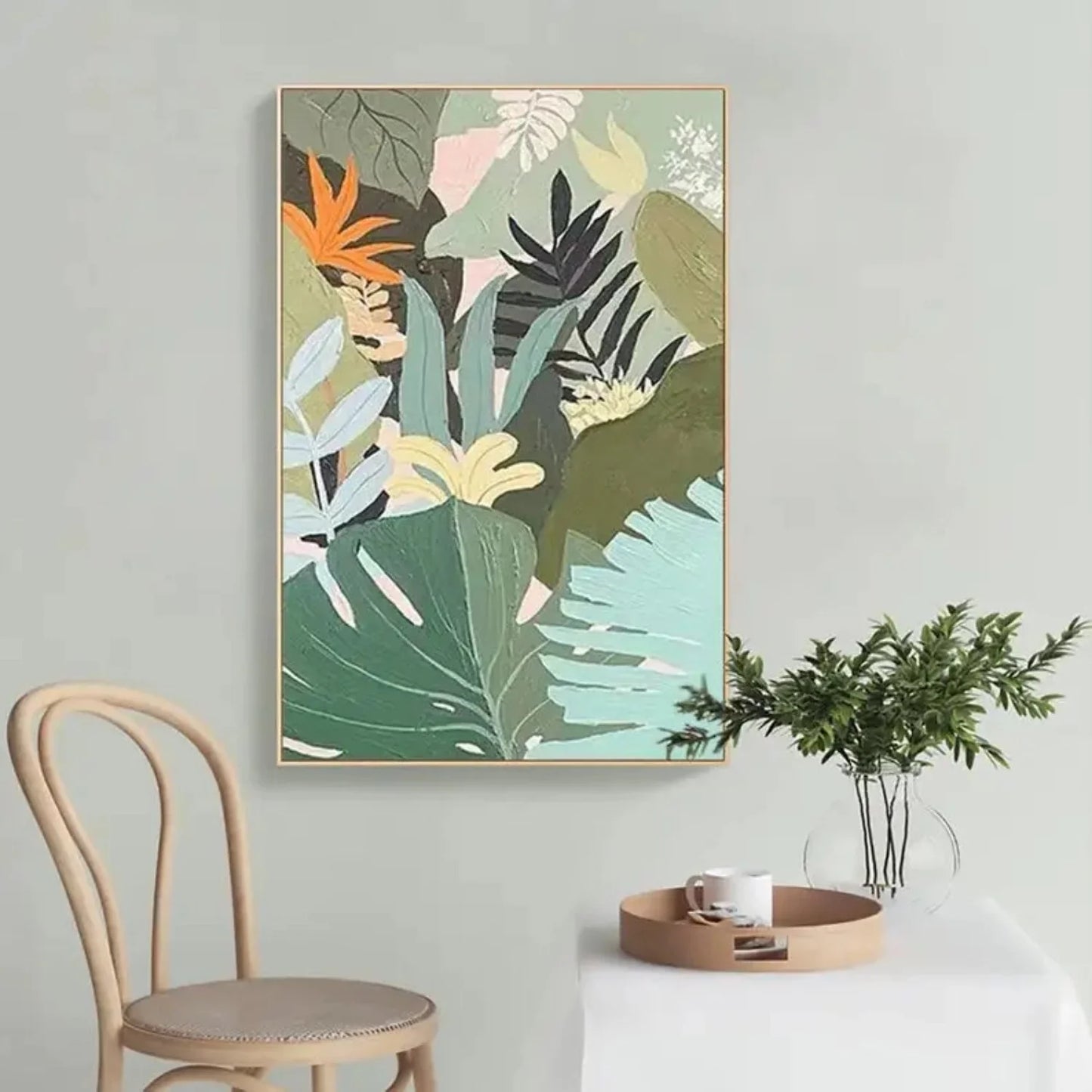 Mid Century Tropical Leaves Modern Textured Art