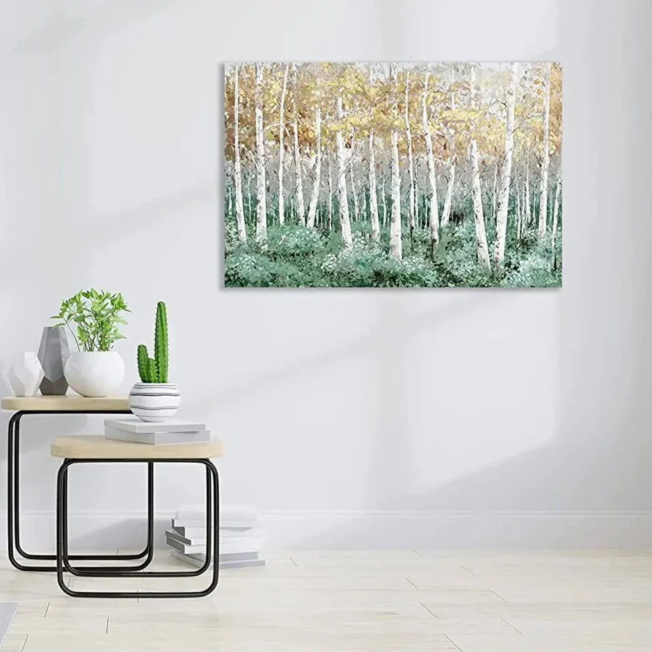 Pastel Colour Birch Rainforest Abstract Wall Art