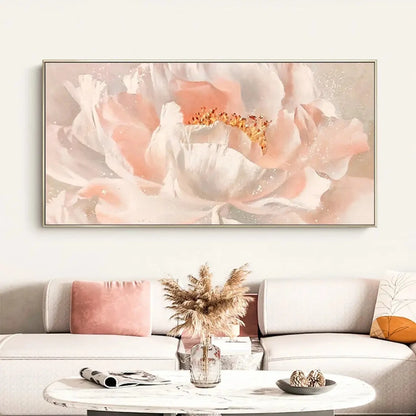 Elegant Blush Pink Blooming Flower Canvas Painting