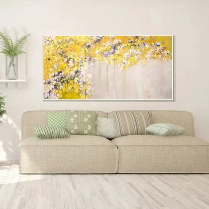 Abstract Exquisite Yellow Blossom Acrylic Painting