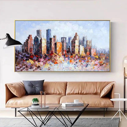 Palette Knife Houston Skyline Cityscape Painting