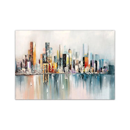 Modern Brooklyn Bridge Textured Cityscape Painting