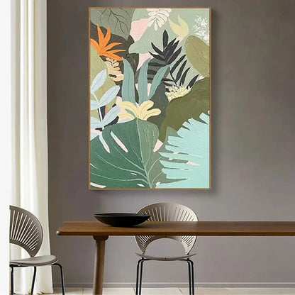 Mid Century Tropical Leaves Modern Textured Art