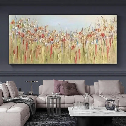 3D Textured Field of Wildflowers Stunning Painting