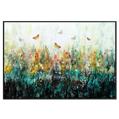 Acrylic Wildflowers with Butterflies Landscape Art