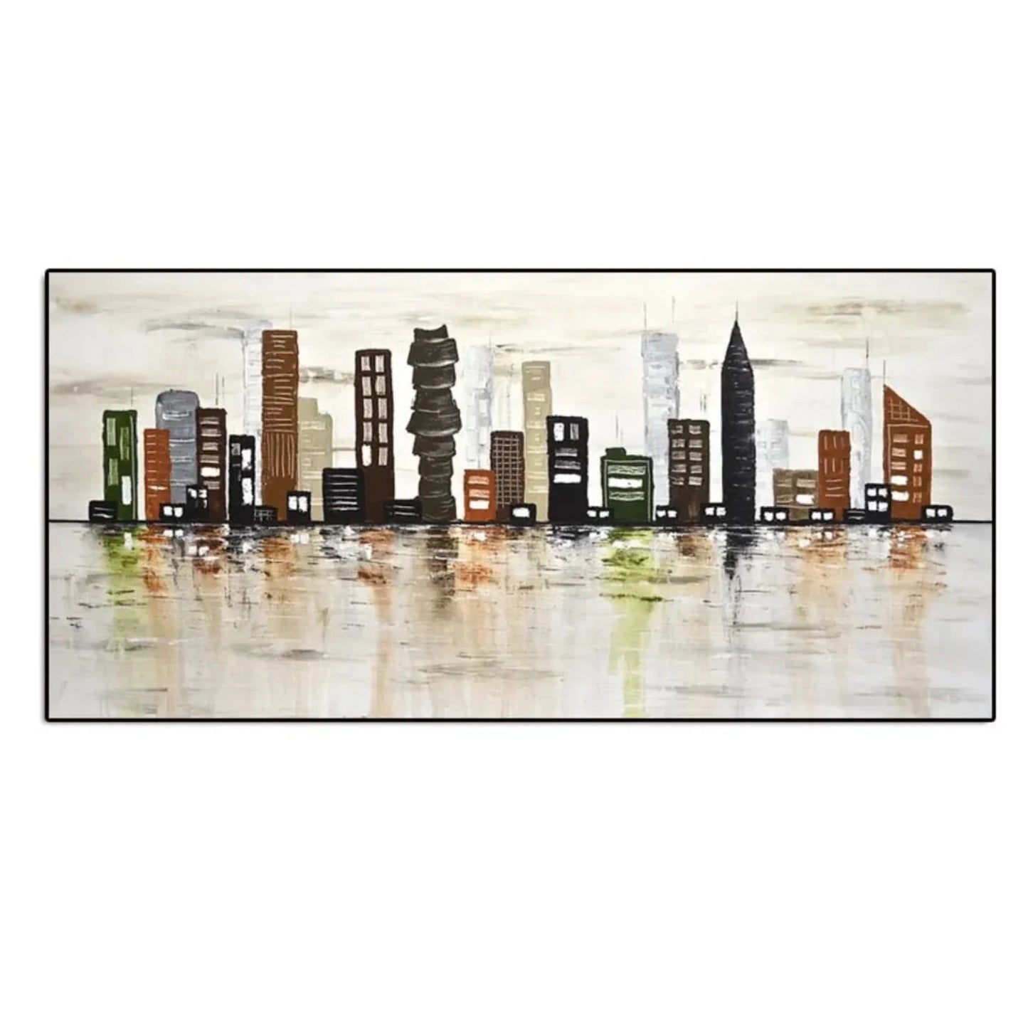 Abstract Panoramic Urban Skyline Cityscape Artwork