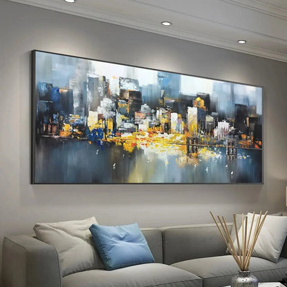 Large New York East River Cityscape Abstract Art